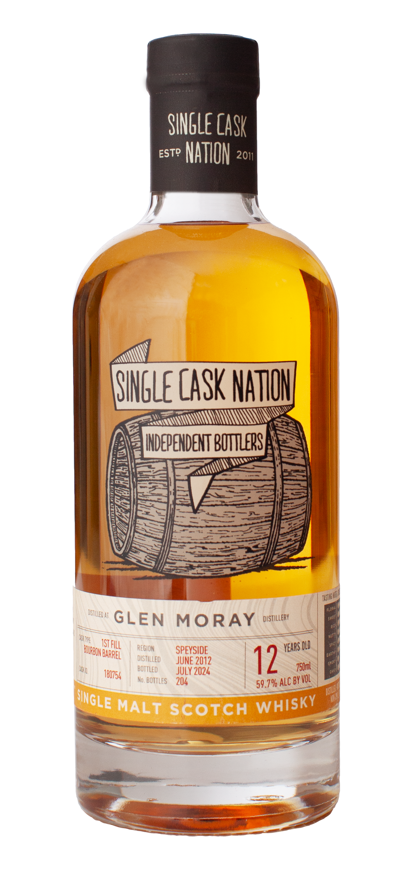 SINGLE CASK NATION SCOTCH SINGLE MALT GLEN MORAY DISTILLERY 12YR 750ML LIQ