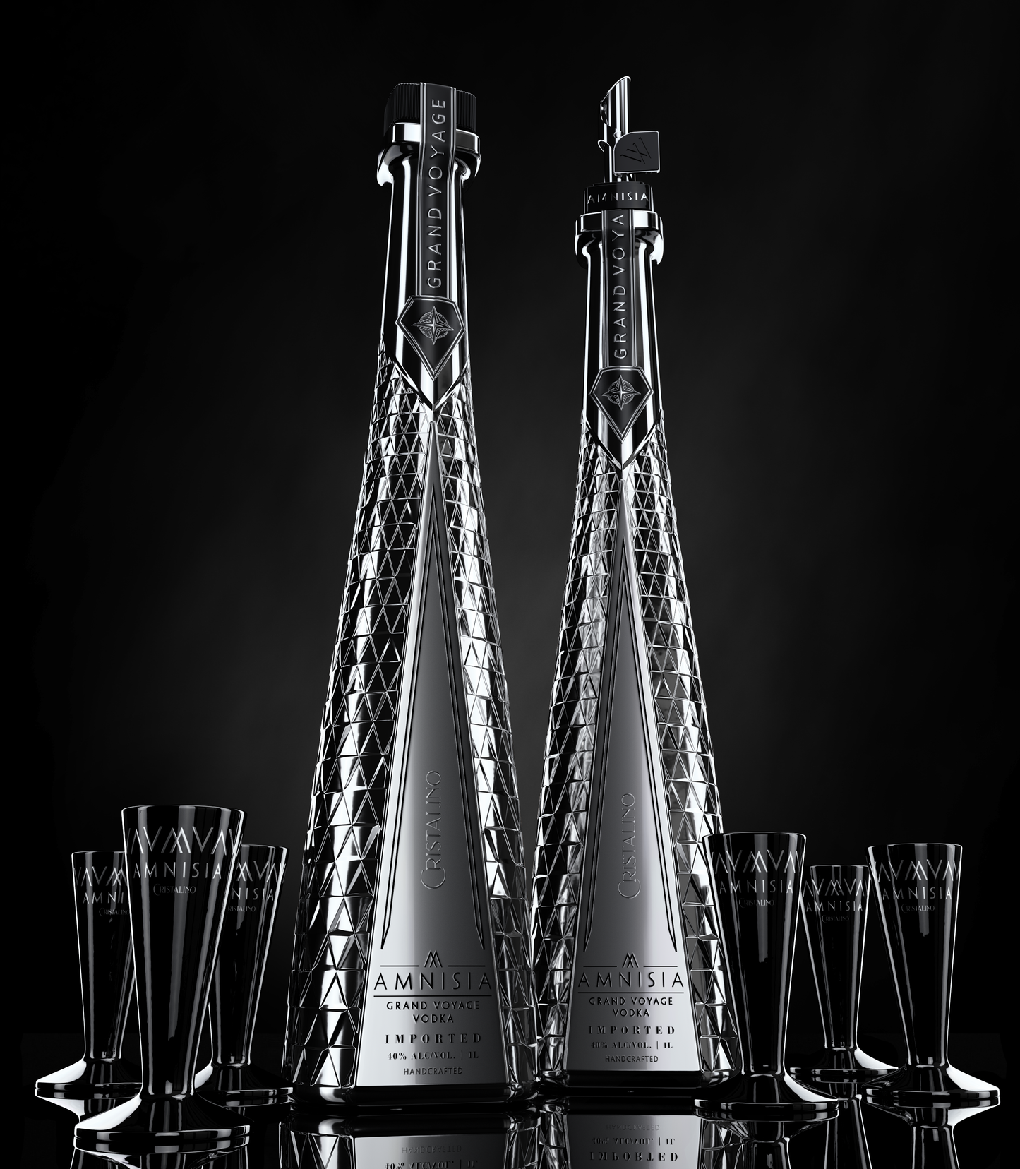 AMNISIA VODKA GRAND VOYAGE CRISTALINO HANDCRAFTED 2 BOTTLE BUNDLE POLAND 2X1LI LIQ