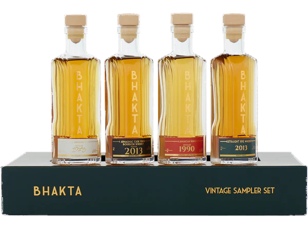 BHAKTA VINTAGE SAMPLER SET ( ARMEGNAC 1973,JAMAICAN RUM 1990, RYE 2013, BOURBON CASK FIN 2013 ) 4X50ML LIQ