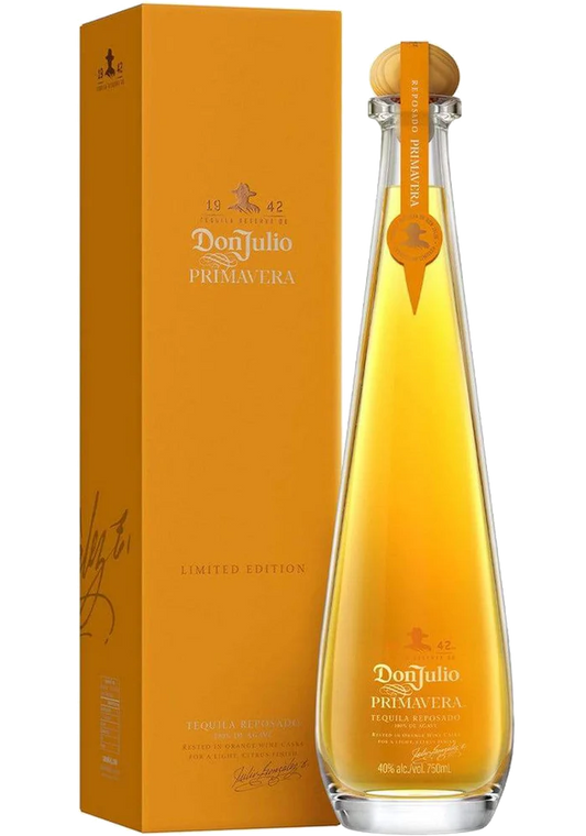 750ml Don Julio Primavera Reposado, with a golden hue and labels marking its limited edition spring-inspired blend