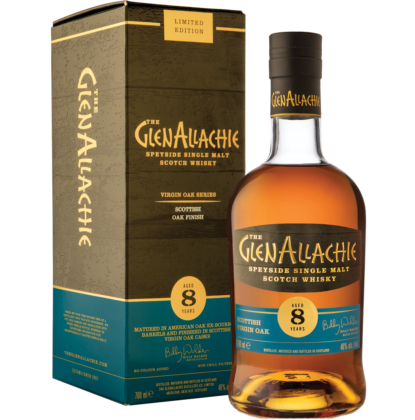 GLENALLACHIE SCOTCH SINGLE MALT VIRGIN SCOTTISH OAK FINISH SPEYSIDE 8YR 700ML LIQ