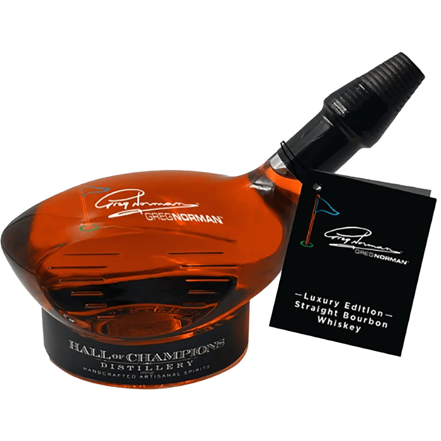 HALL OF CHAMPIONS GREG NORMAN EDITION BOURBON GOLF BOTTLE NEW YORK 750ML LIQ