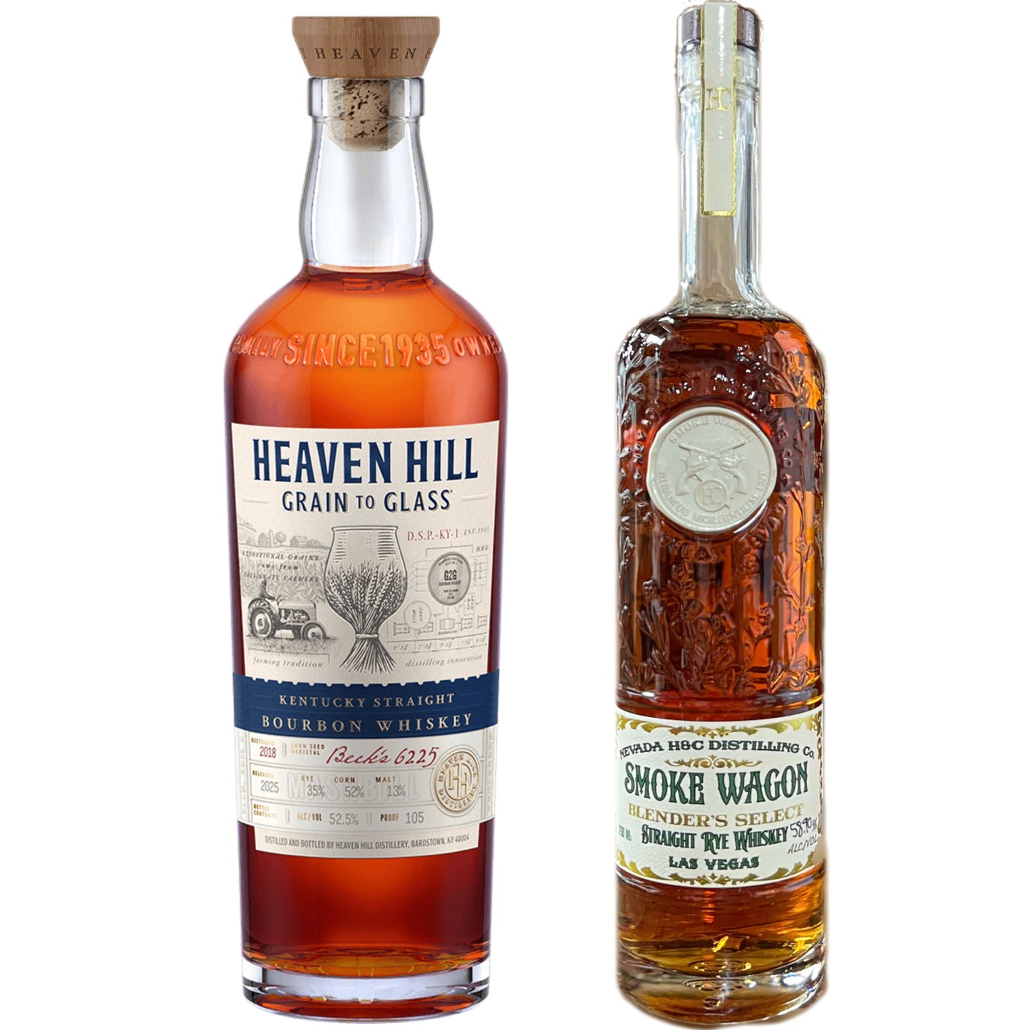 Heaven Hill Bourbon Grain to Glass 6YR + Smoke Wagon Blenders Select Rye 750ML