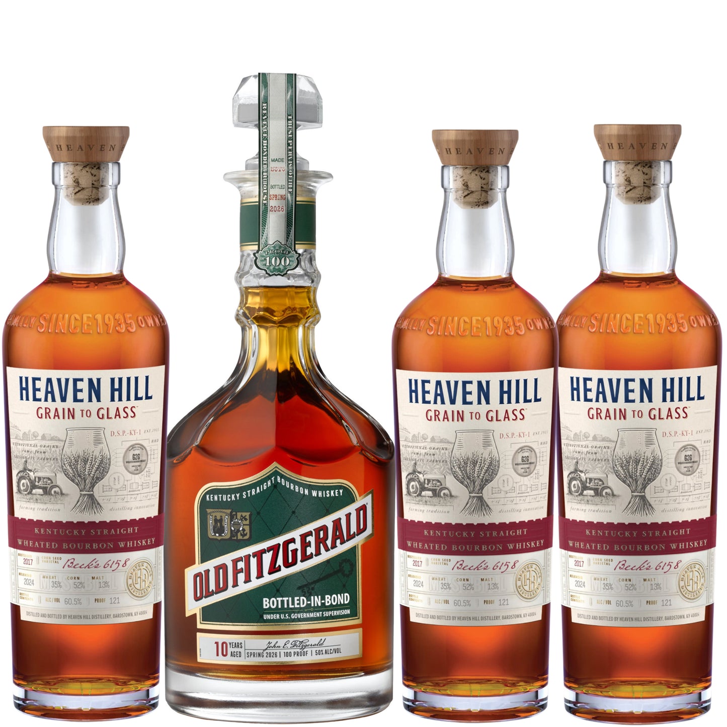 Old Fitzgerald Bourbon Bottled In Bond Spring 2026 10YR + 3 Heaven Hill Grain To Glass Wheated Bourbon 700ML