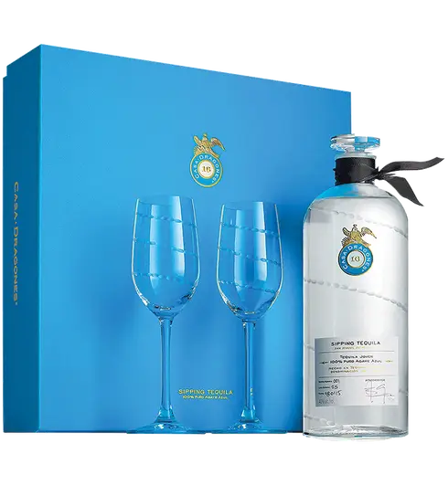 CASA DRAGONES TEQUILA JOVEN SIPPING W/2 GLASSES GFT PK 750ML Spirits
