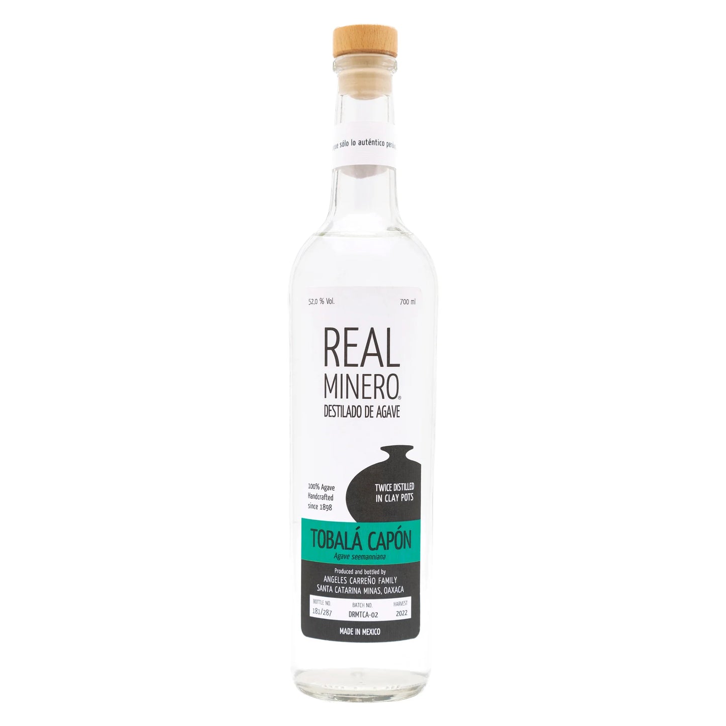 REAL MINERO AGAVE SPIRIT TOBALA CAPON AGAVE SEEMANNIANA OAXACA 750ML LIQ