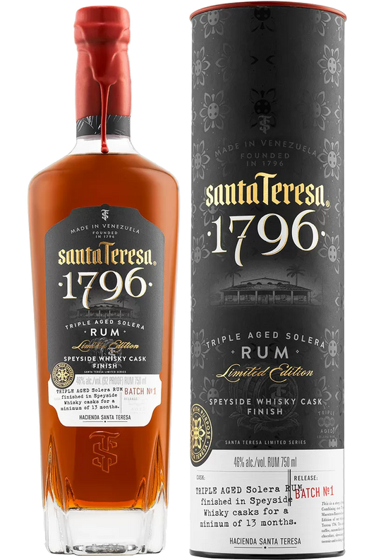 SANTA TERESA 1796 RUM TRIPLE AGED SOLERA SPEYSIDE WHISKY CASK FINISH VENEZULA 750ML - Remedy  Liquor