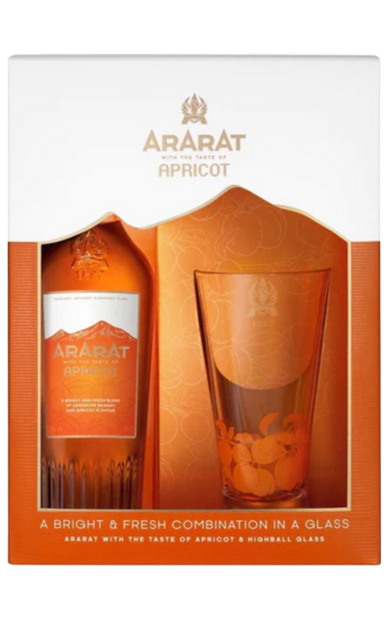 ARARAT BRANDY APRICOT GFT PK W/ GLASS ARMENIA 750ML