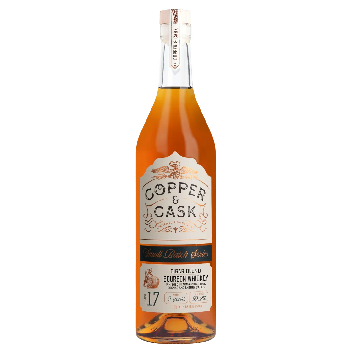 COPPER & CASK BOURBON SMALL BATCH SERIES CIGAR BLEND BATCH 17 9YR INDIANA 750ML LIQ
