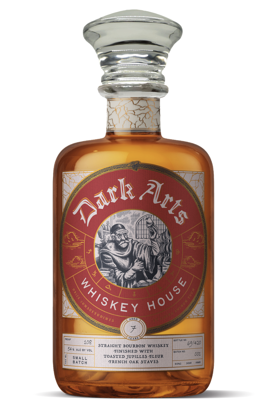 DARK ARTS BOURBON STRAIGHT FINISHED IN TOASTED JUPILLES FLUER FRENCH OAK STAVES KENTUCKY 7YR 750ML LIQ