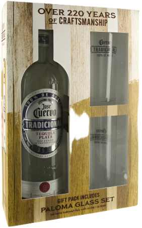 JOSE CUERVO TRADICIONAL TEQUILA SILVER GFT PK W/ 2 SHOT GLASSES 750ML Spirits