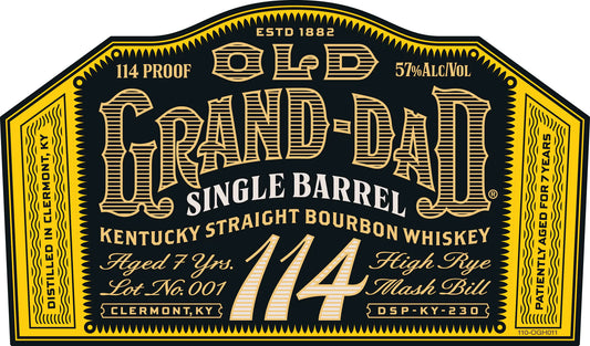 OLD GRAND DAD BOURBON SINGLE BARREL KENTUCKY 114PF 7YR 750ML LIQ