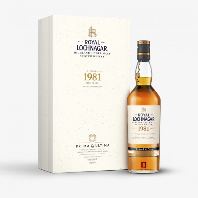 ROYAL LOCHNAGAR SCOTCH SINGLE MALT NATURAL CASK STRENGTH PRIMA & ULTIMA DISTILLED IN 1981 40YR 700ML LIQ