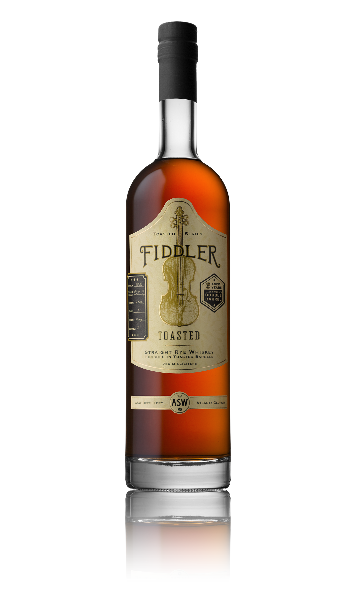 FIDDLER WHISKEY RYE DOUBLE BARREL TOASTED CASK STRENGTH GEORGIA 750ML