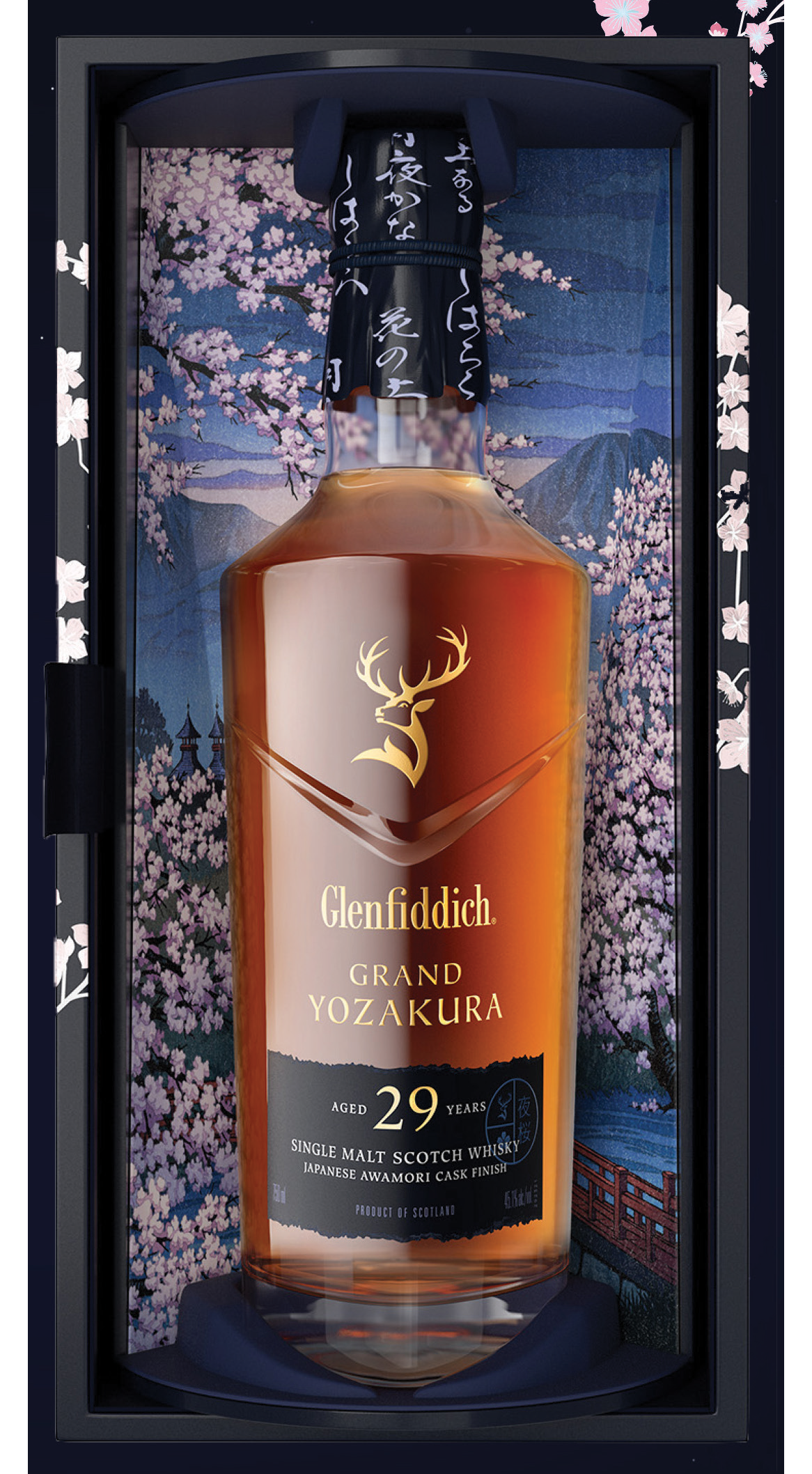 GLENFIDDICH SCOTCH SINGLE MALT GRAND YOZAKURA JAPANESE AWAMORI CASK FINISH 29YR 750ML LIQ