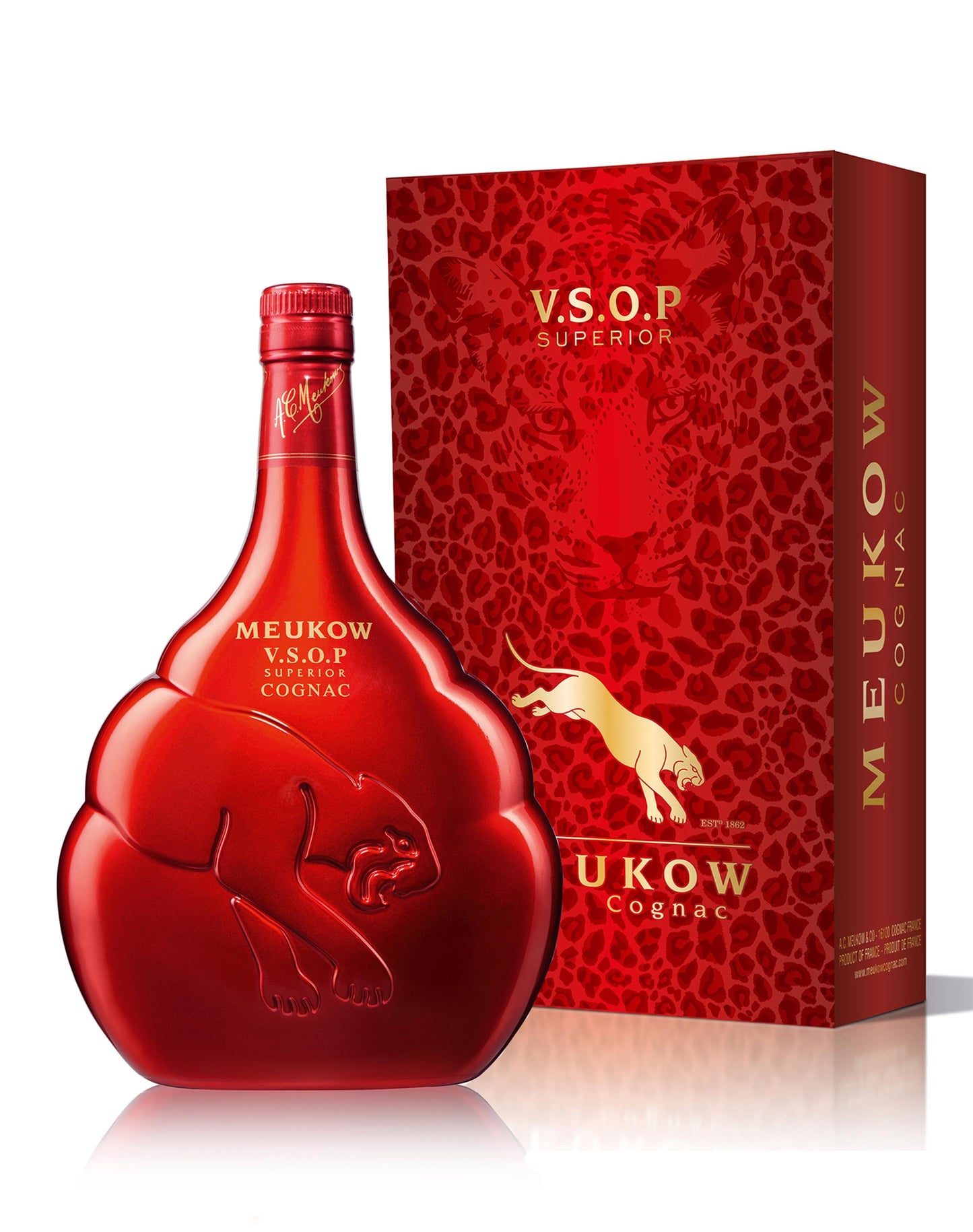 MEUKOW COGNAC VSOP SUPERIOR FRANCE RED BOTTLE 750ML Spirits