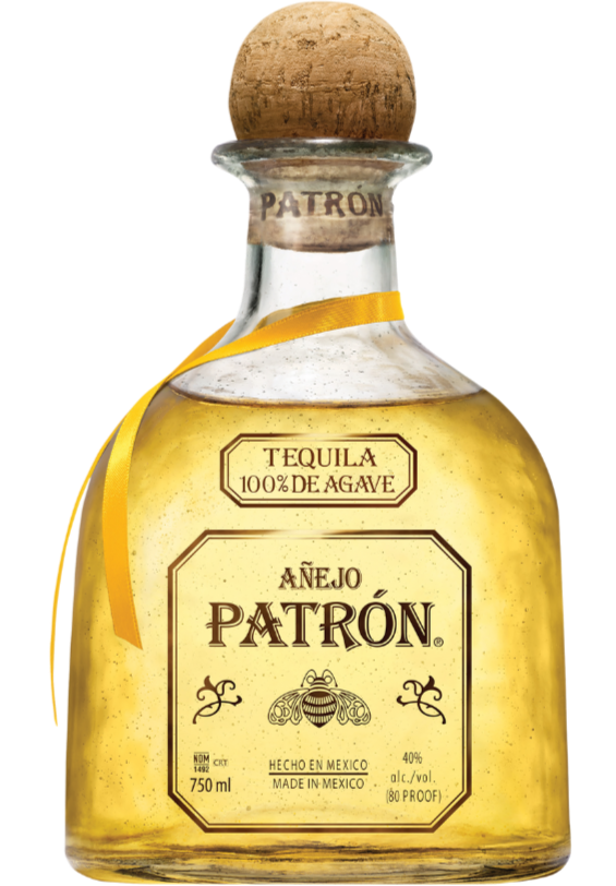 Patron Anejo Tequila 750ml bottle - Premium aged tequila with rich amber hue, perfect for sipping or mixing cocktails