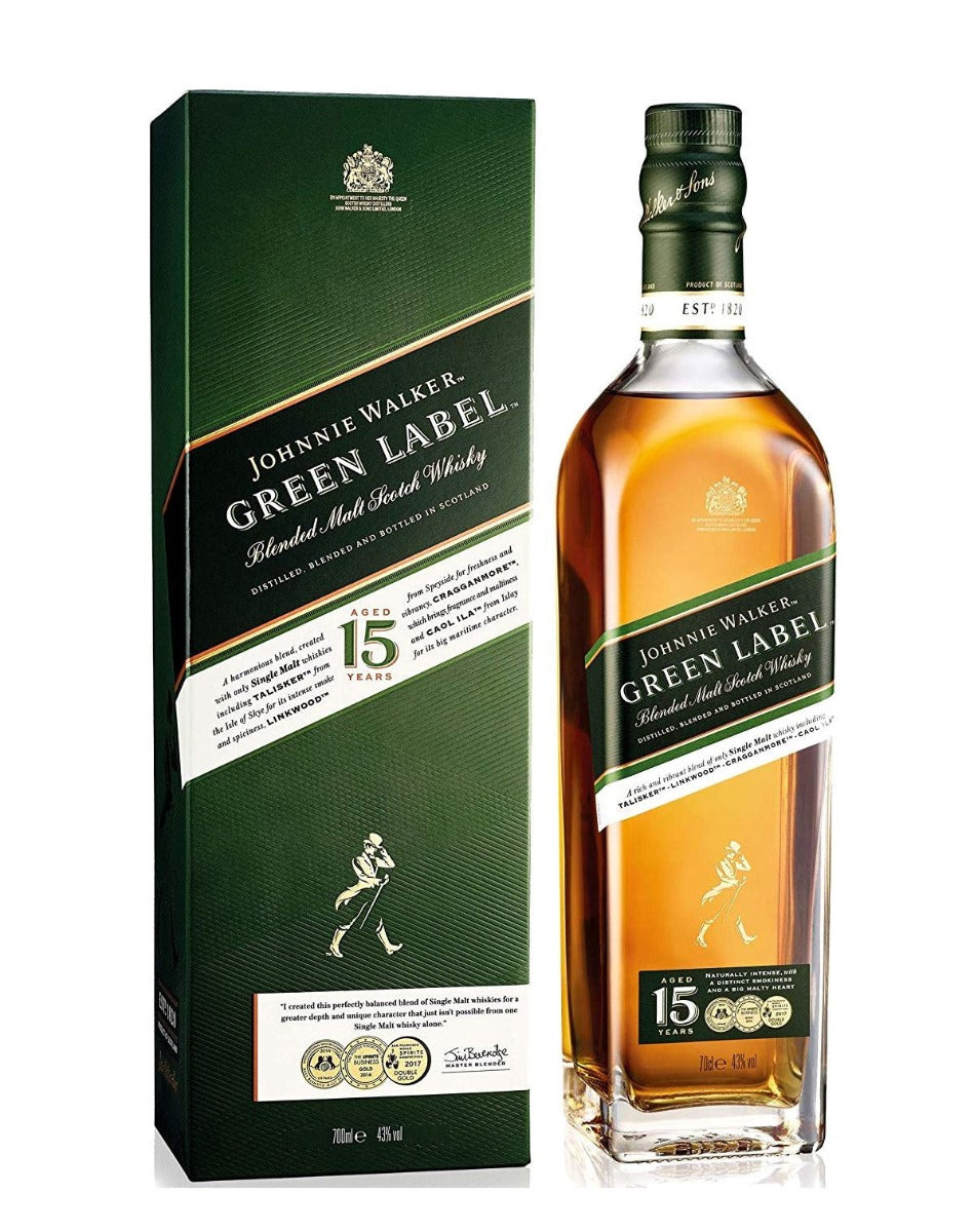 JOHNNIE WALKER SCOTCH BLENDED MALT GREEN LABEL 15YR 750ML Spirits
