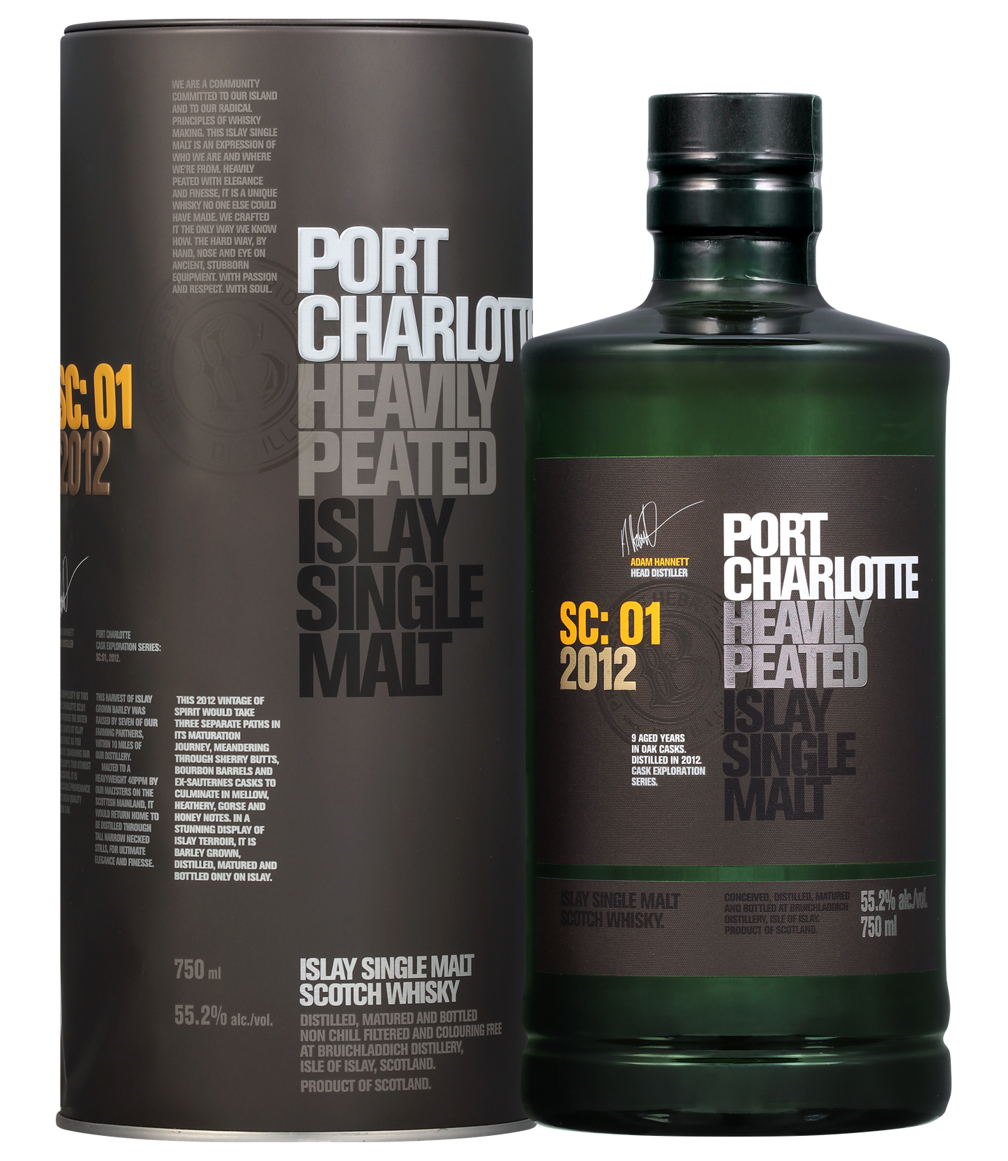 BRUICHLADDICH SCOTCH SINGLE MALT PORT CHARLOTTE HEAVILY PEATED SC:01 2012 750ML LIQ
