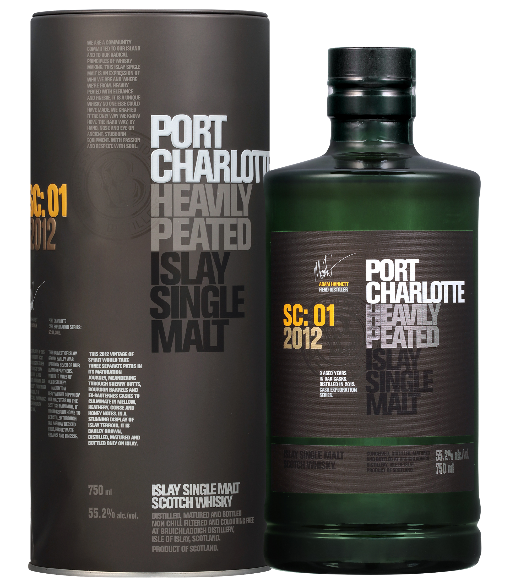BRUICHLADDICH SCOTCH SINGLE MALT PORT CHARLOTTE HEAVILY PEATED SC:01 2012 750ML LIQ