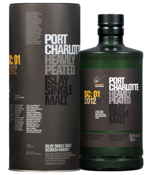 BRUICHLADDICH SCOTCH SINGLE MALT PORT CHARLOTTE HEAVILY PEATED SC:01 2012 750ML LIQ
