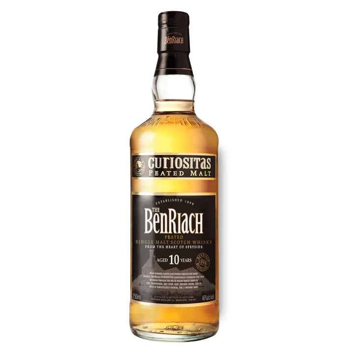 BENRIACH SINGLE MALT SCOTCH CURIOSITAS PEATED MALT 10YR 750ML LIQ