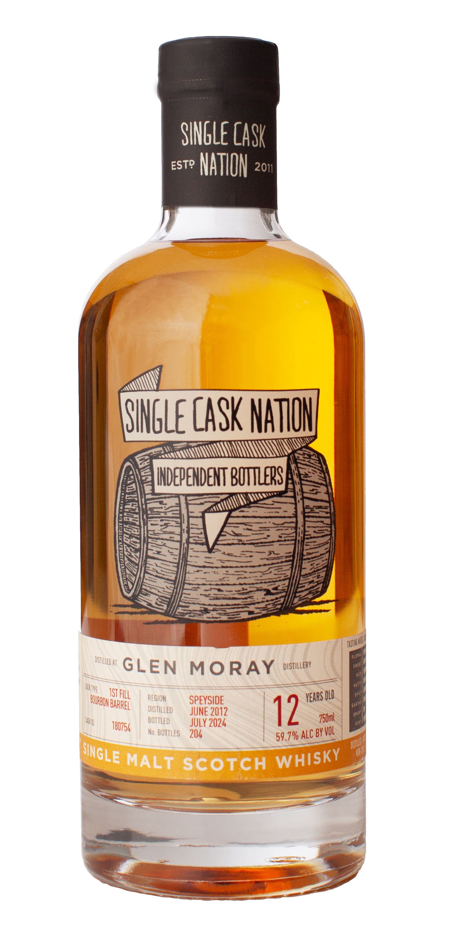 SINGLE CASK NATION SCOTCH SINGLE MALT GLEN MORAY DISTILLERY 12YR 750ML LIQ