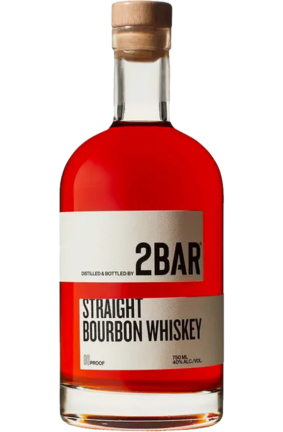 Bottle of 2BAR Bourbon Straight 750ml from Washington, displaying rich amber color and craft distillery label
