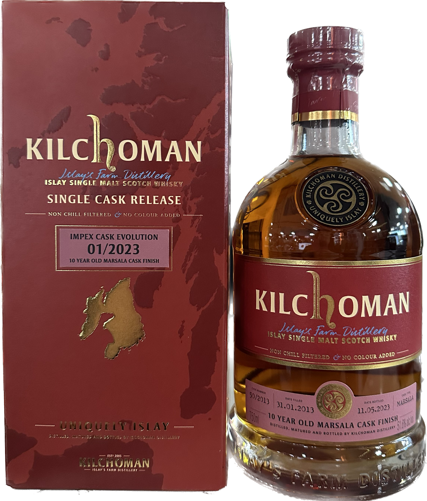 KILCHOMAN SCOTCH SINGLE MALT SINGLE CASK RELEASE IMPEX CASK EVOLUTION 01/2023 ISLAY 10YR 750ML - Remedy Liquor