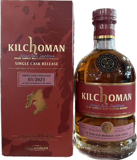 KILCHOMAN SCOTCH SINGLE MALT SINGLE CASK RELEASE IMPEX CASK EVOLUTION 01/2023 ISLAY 10YR 750ML LIQ
