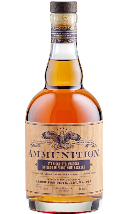 AMMUNITION WHISKEY RYE STRAIGHT FINISH IN PINOT NOIR BARRELS 750ML LIQ