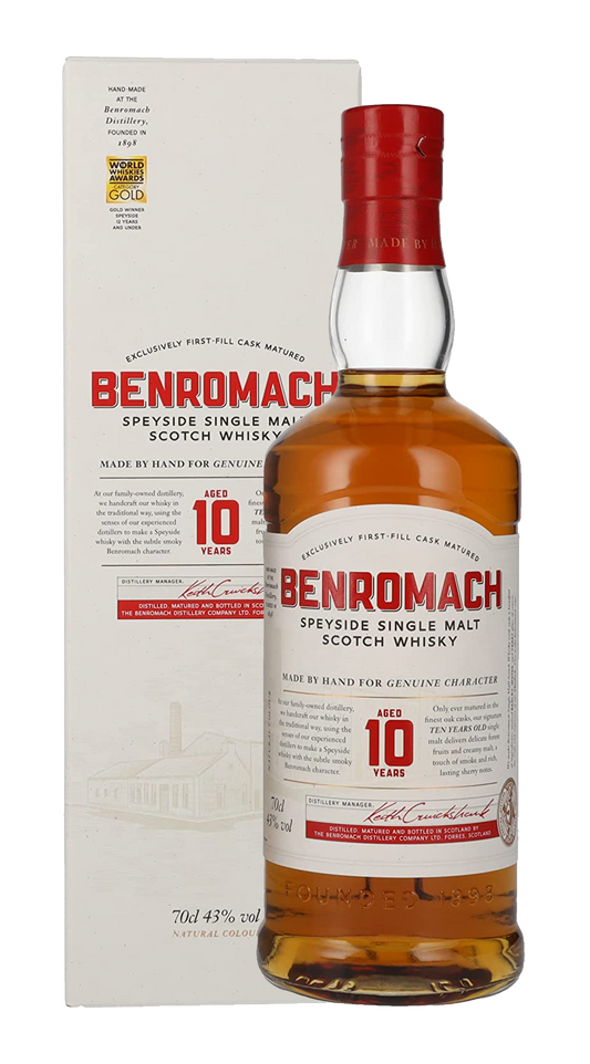 BENROMACH SCOTCH SINGLE MALT SPYSIDE 86PF 10YR 750ML Spirits