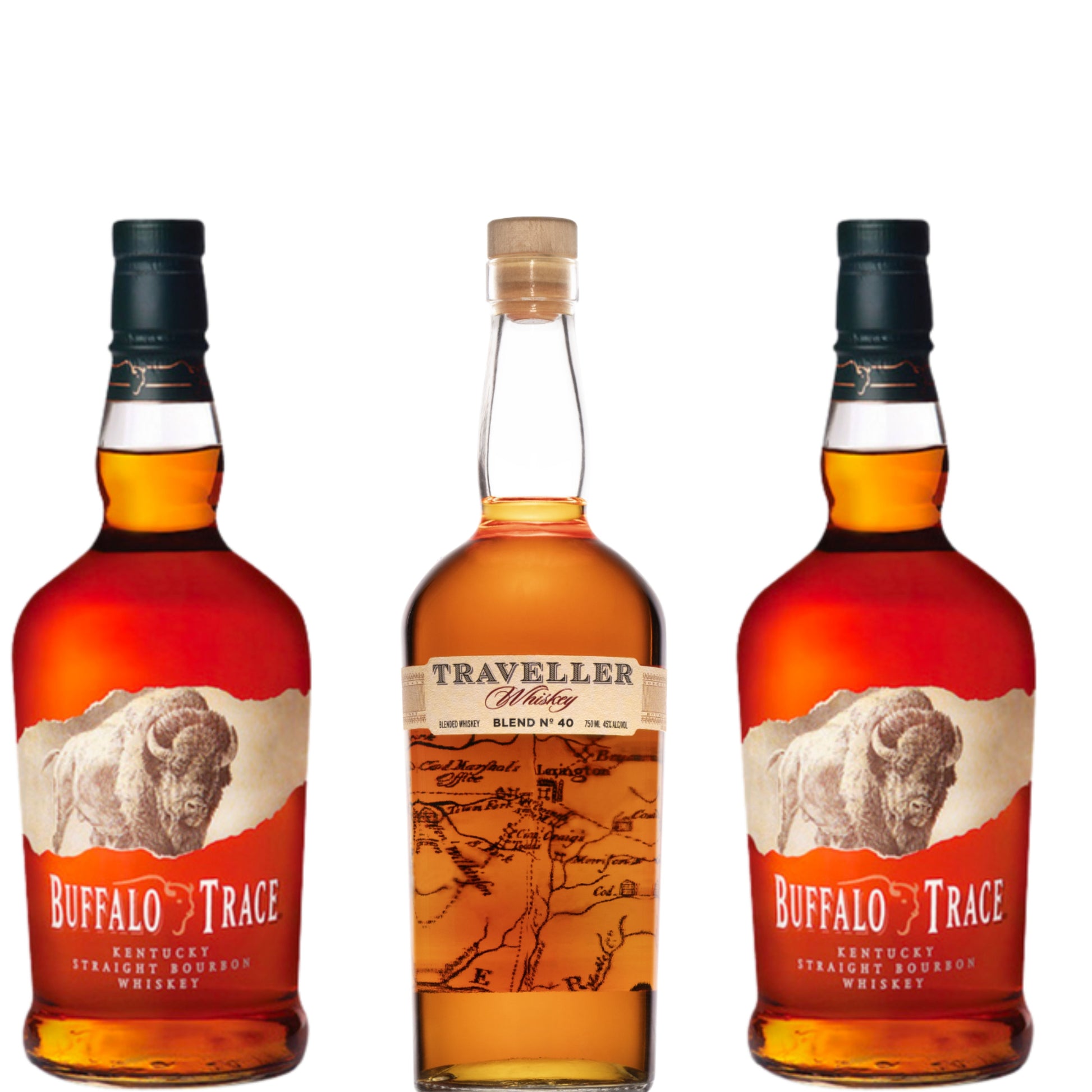2 Buffalo Trace Bourbon + Traveller Whiskey