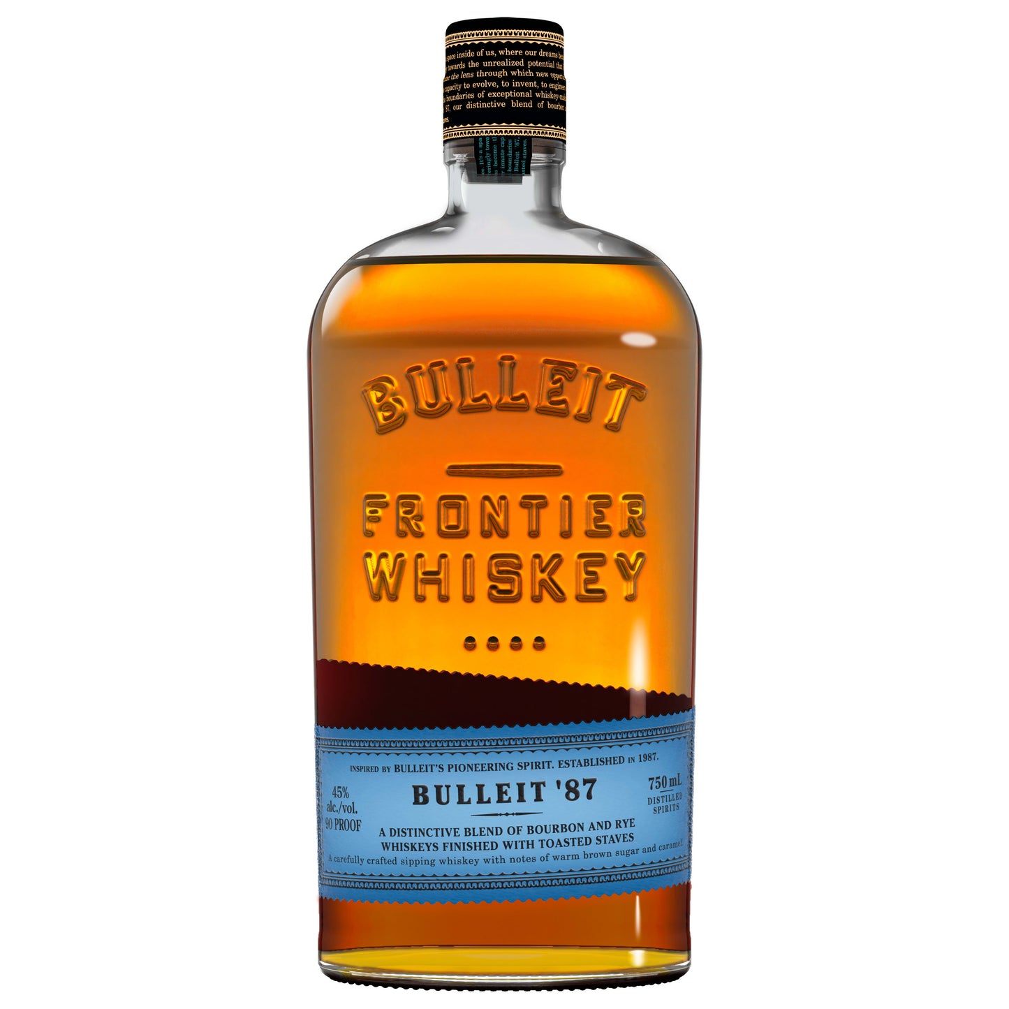BULLEIT '87 BOURBON & RYE BLENDED WHISKEYS KENTUCKY 750ML