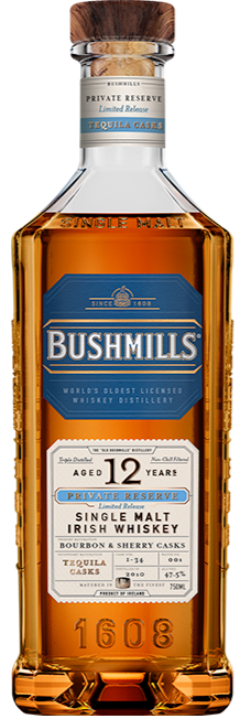 BUSHMILLS WHISKEY SINGLE MALT TEQUILA CASKS PRIVATE RESERVE LIMITED RELEASE IRISH 12YR 750ML LIQ