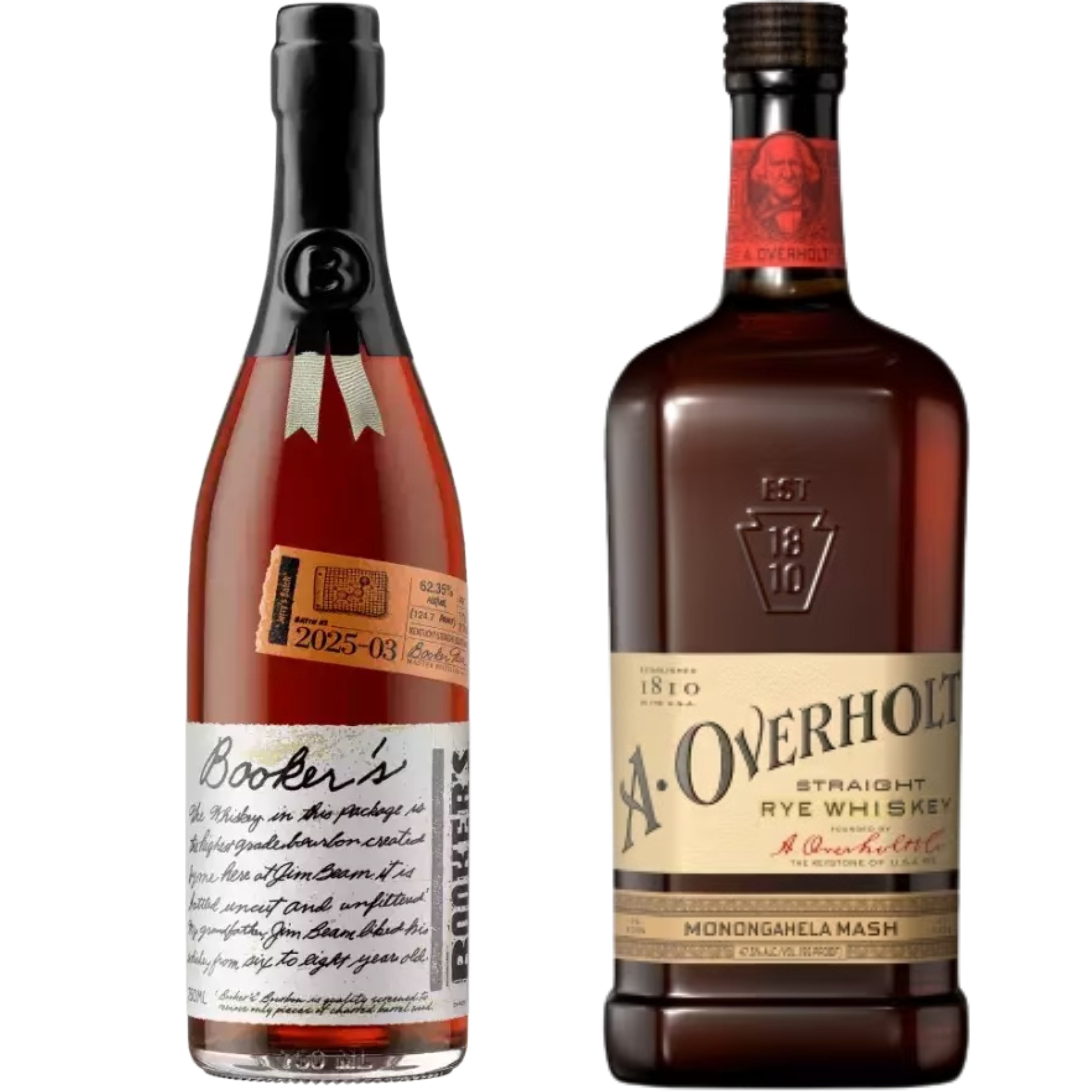 Bookers Bourbon Jerry's Batch + A Overholt Rye Whiskey 4YR 750ML