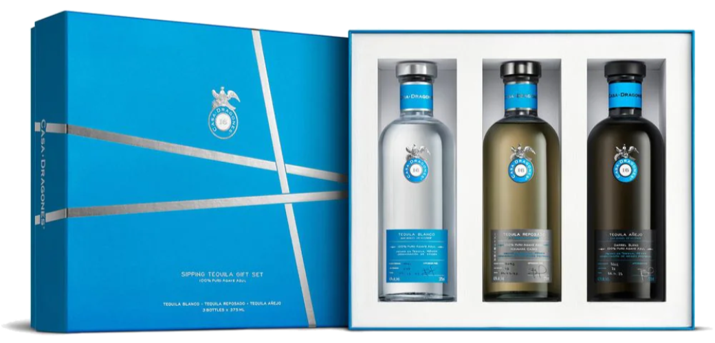 CASA DRAGONES TEQUILA GIFT SET ( BLANCO, REPOSADO, ANEJO ) 3X375ML LIQ