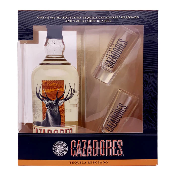 CAZADORES TEQUILA REPOSADO GIFT PACK W/ 2 SHOT GLASSES 750ML Remedy