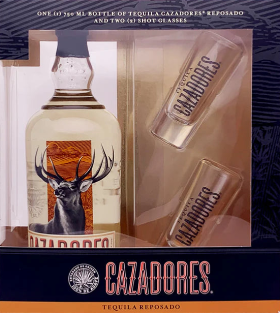 CAZADORES TEQUILA REPOSADO GIFT PACK W/ 2 SHOT GLASSES 750ML LIQ