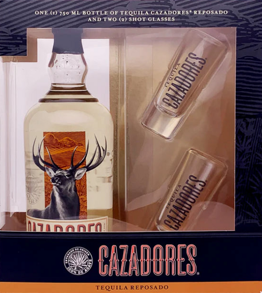 CAZADORES TEQUILA REPOSADO GIFT PACK W/ 2 SHOT GLASSES 750ML LIQ