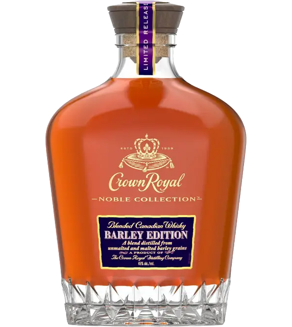 Crown Royal Noble Collection Whisky Barley Edition Limited Release Canada 750ML, featuring an elegantly shaped bottle with detailed labeling, highlighting its unique barley infusion and exclusivity.