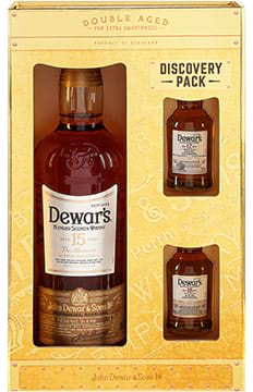 DEWARS SCOTCH BLENDED THE MONARCH DOUBLE AGED 15YR GIFT PACK W/ 2 50ML 750ML LIQ