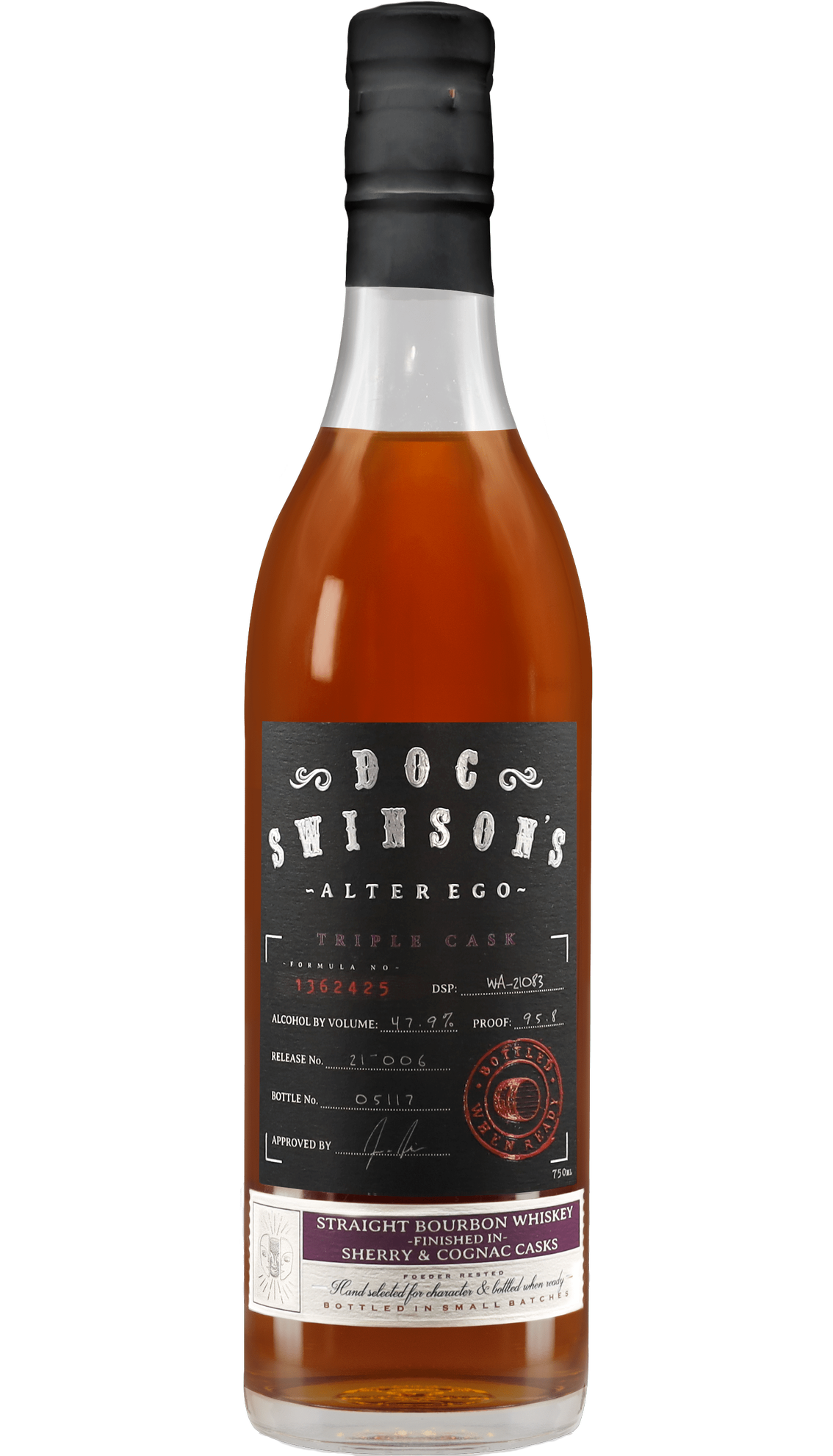 DOC SWINSONS BOURBON ALTER EGO EDITION TRIPLE CASK SHERRY & COGNAC FINISH INDIANA 750ML LIQ