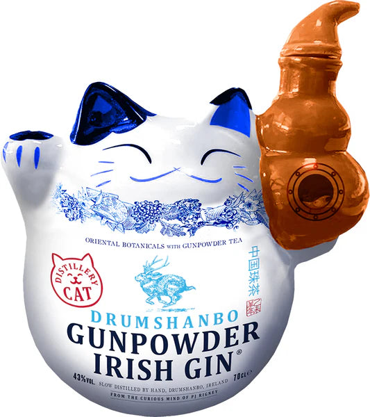 DRUMSHANBO GUNPOWDER GIN IRISH CAT CERAMIC BOTTLE 700ML LIQ