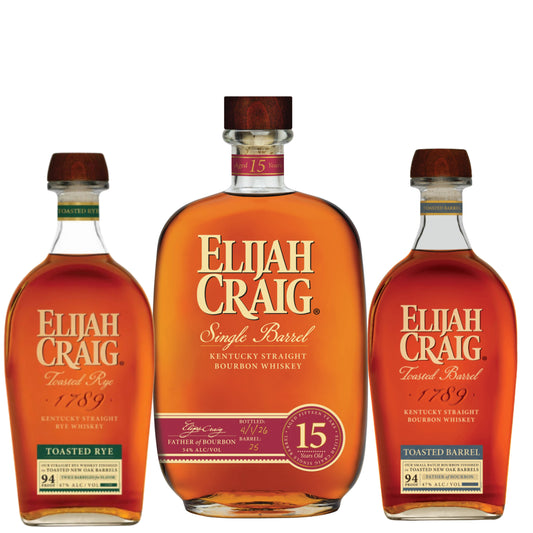 Elijah Craig Bourbon 15YR + Elijah Craig Bourbon Toasted + Elijah Craig Whiskey Rye Toasted