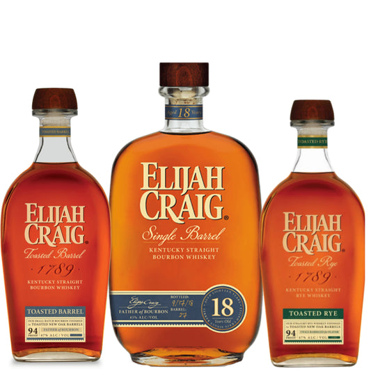 Elijah Craig Bourbon 18YR + Elijah Craig Bourbon Toasted + Elijah Craig Whiskey Rye Toasted