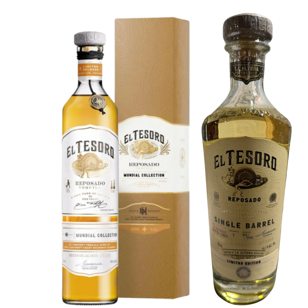 El Tesoro Tequila Reposado Mundial Collection 750ML + El Tesoro Tequil ...
