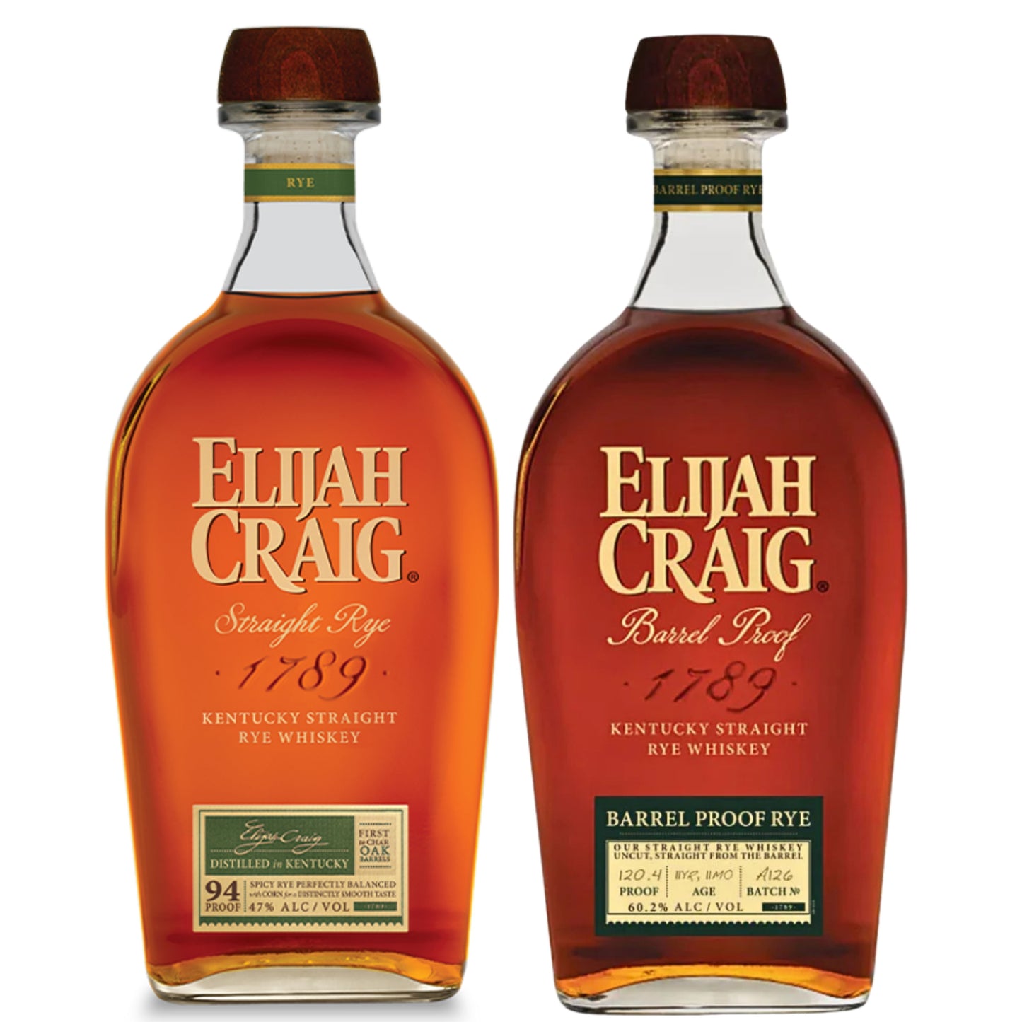 Elijah Craig Whiskey Rye Barrel Proof Batch A126 + Elijah Craig Whiskey Rye