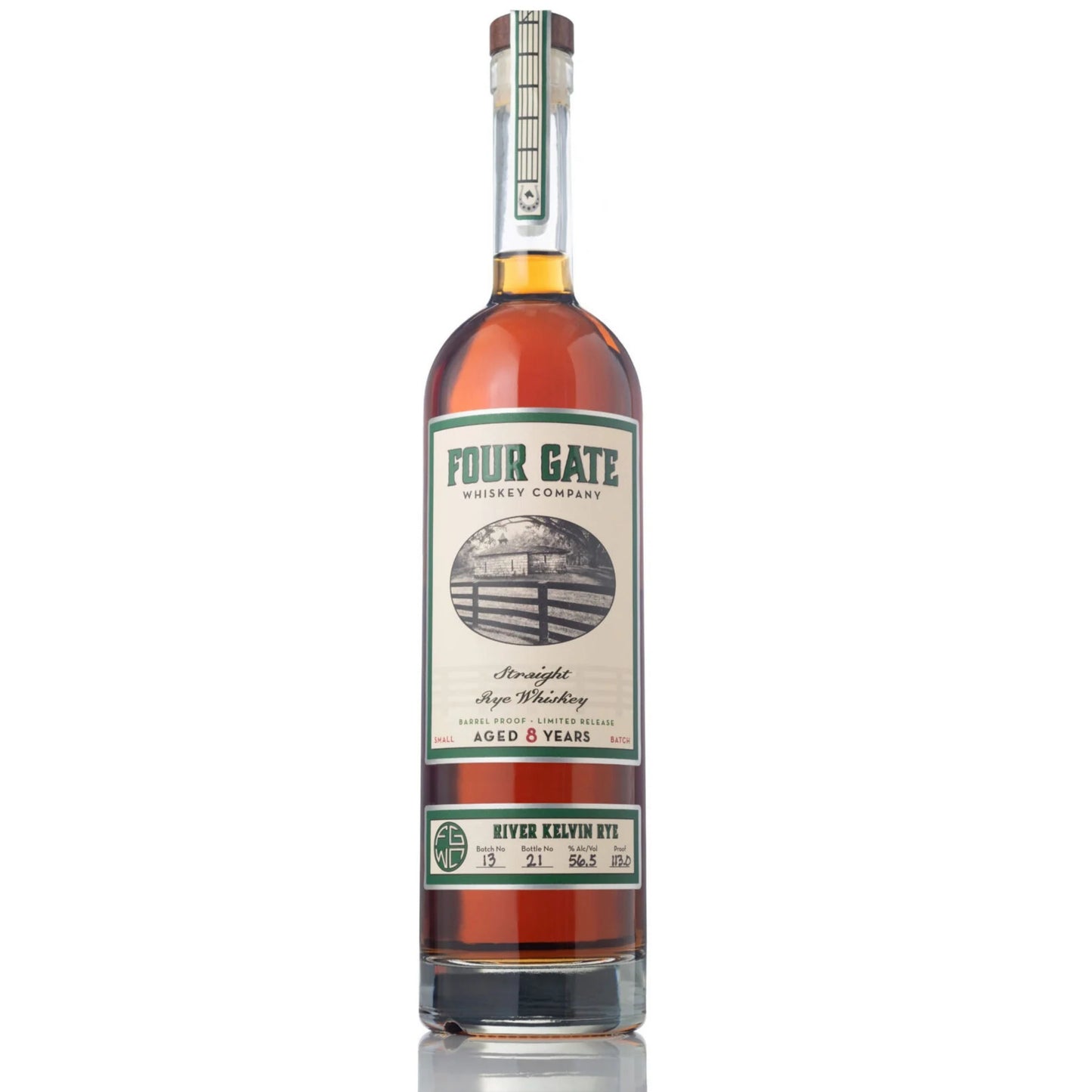 FOUR GATE WHISKEY RYE STRAIGHT LIMITED RELEASE RIVER KELVIN KENTUCKY 8YR 750ML LIQ