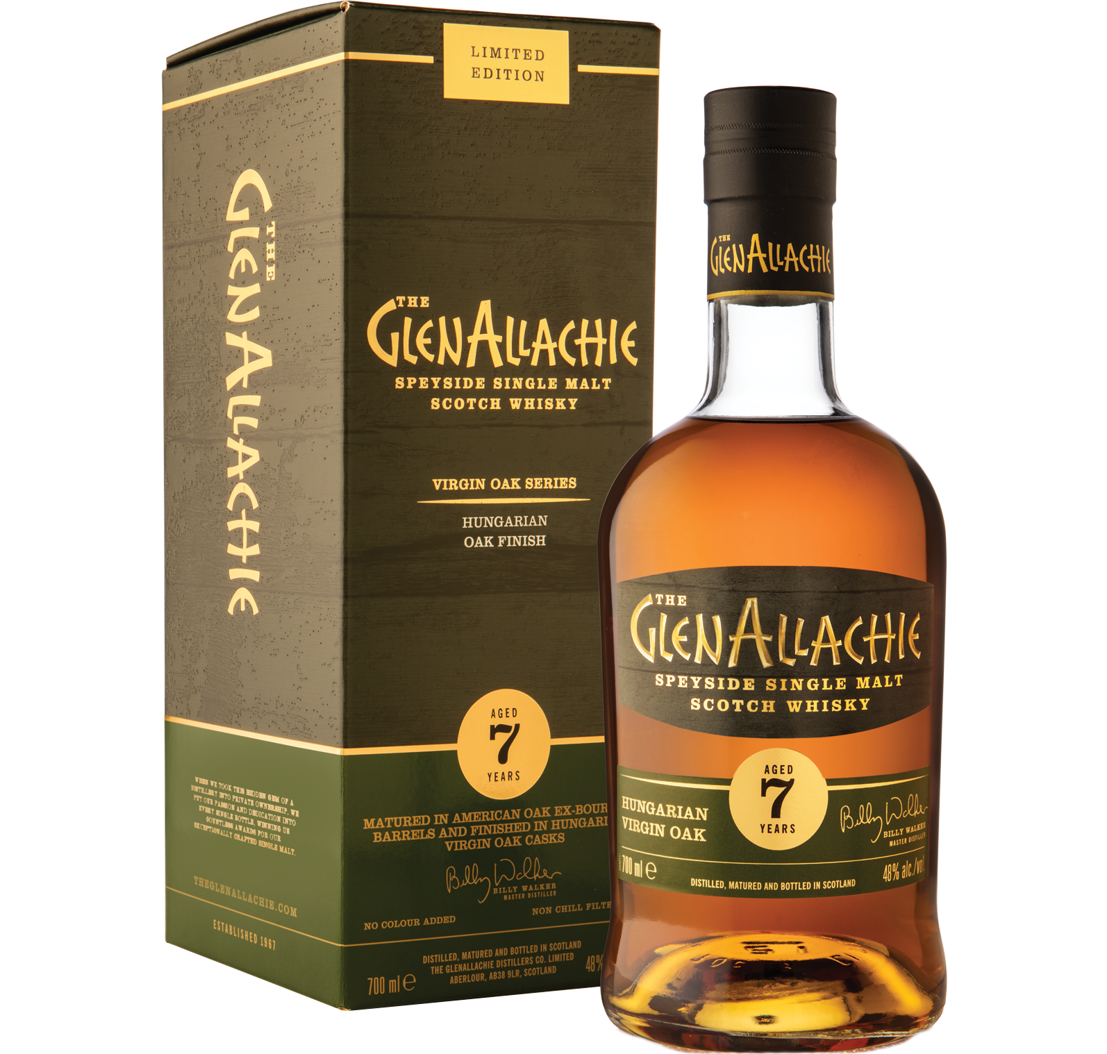 GLENALLACHIE SCOTCH SINGLE MALT VIRGIN HANGARIAN OAK FINISH SPEYSIDE 7YR 700ML LIQ
